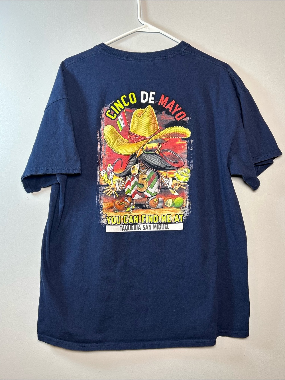 Heavy Cotton Cinco de Mayo Taqueria San Miguel Graphic Tee XL Blue Graphic